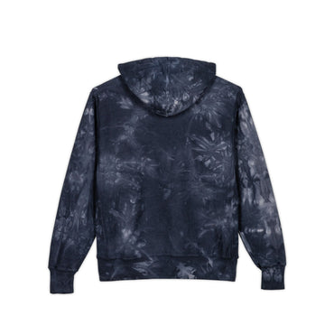 Tie-dye hoodie with a pattern on a white background