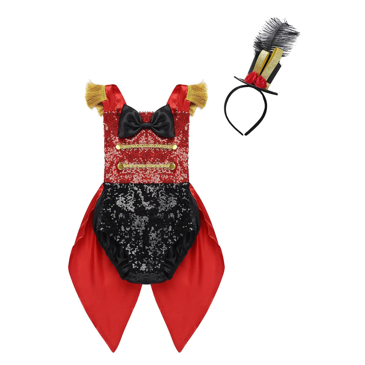 Infant Baby Girls Ringmaster Circus Costume Rompers Sleeveless Sequined Bowknot Romper for Halloween Cosplay Party Dress Up Quick Pick Grocers