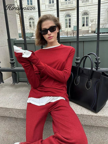 Hirsionsan Modal Soft Loose Sets Women 2026 Casual Two Pieces Long Sleeve T Shirts and High Waist Dresses Outfits Tracksuit Quick Pick Grocers