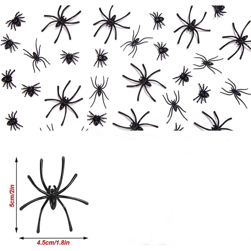 4.5x5cm Artificial Plastic Spiders Mini spider Black Fake Spiders Halloween Prank Props for Halloween DIY Party Decoration Quick Pick Grocers