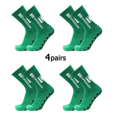 4Pairs/Lot 2024 New ANTI SLIP Tapedesign Football Socks Mid Calf Non-Slip Soccer Sport Cycling Sports Mens Sock EU38-45 Quick Pick Grocers