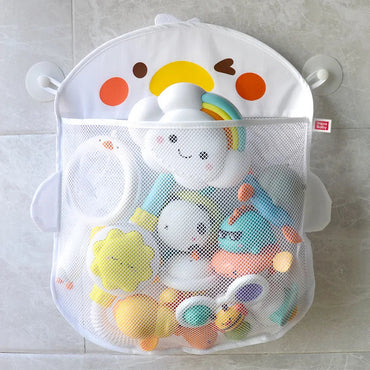 QWZ New Cartoon Duck Baby Bathroom Mesh Bag Sucker Design For Bath Toys Kids Animal Shapes Cloth Sand Toys Storage Net Bag Quick Pick Grocers