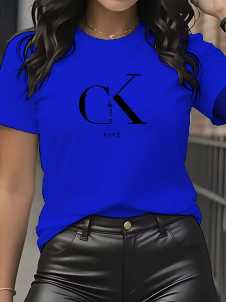 Summer luxury brand fashion cartoon letter print crew collar clothing short sleeve T-shirt trend women's summer Y2K top Quick Pick Grocers