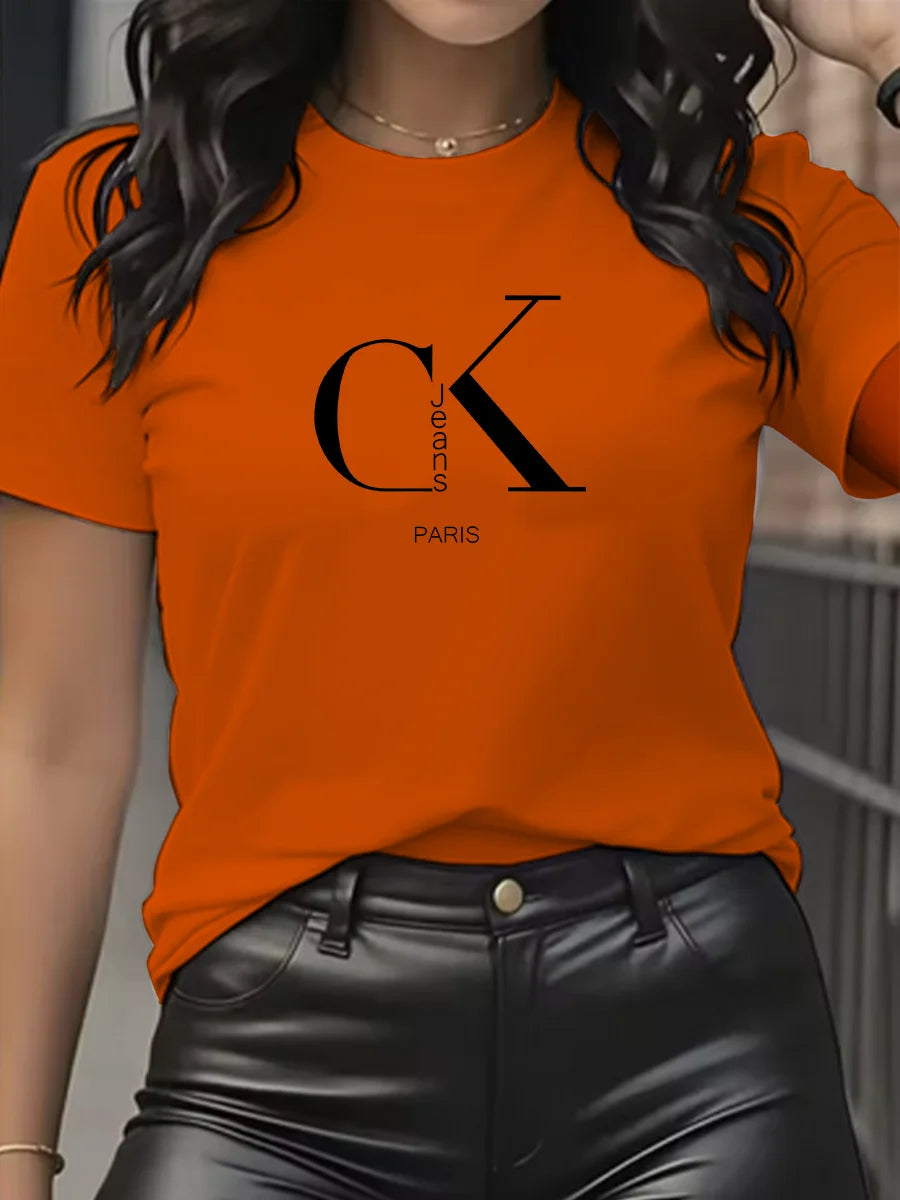 Summer luxury brand fashion cartoon letter print crew collar clothing short sleeve T-shirt trend women's summer Y2K top Quick Pick Grocers