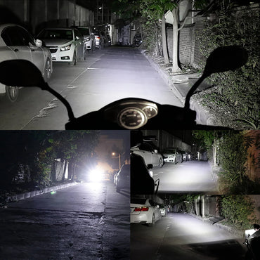 2PCS 6 LED Motorcycle Headlight Waterproof Scooters Spotlight Car Auxiliary Lamp Fog Bulb Work Lights white Universal 12v