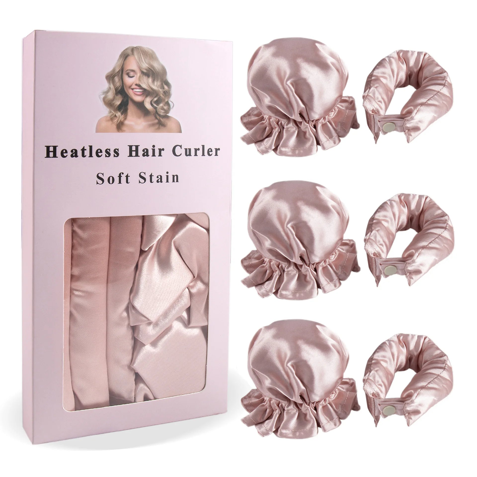 3pc Satin Heatless Curling Rod with Hair Caps, Soft Overnight Curling Rod Headband for Long Hair, DIY Hairstyling Tools Quick Pick Grocers
