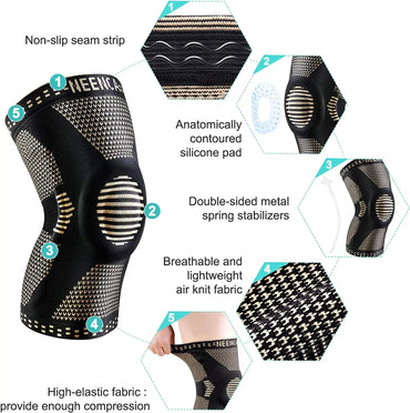 NEENCA Copper Knee Brace Knee Support with Patella Gel Pad &Side Stabilizers for Knee Pain Sport Arthritis ACL Joint Pain Relief Quick Pick Grocers
