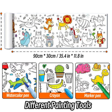 90cm Animal Canvas Children's Drawing Roll DIY Coloring Paper Roll Color Filling Graffiti Paper-cut Painting Educational School Quick Pick Grocers