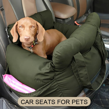 Dog Car Seat with Safety Belt - Non-Slip Pet Car Bed for Small Dogs, Washable Travel Carrier with Secure Straps for Safe Car Quick Pick Grocers