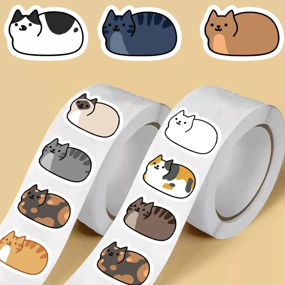500PCS Kawaii Cartoon Cat Tuo Tuo Roll Stickers Skateboard Laptop Luggage Skateboard Phone Gift Waterproof Phone Cute Sticker Quick Pick Grocers