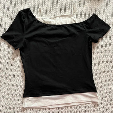 Women's 90s Vintage Punk T-Shirt Summer Streetwear Sexy Short Sleeve Gothic Slim Crop Top Hotgirl Casual Femme Tee Harajuku Y2k Quick Pick Grocers