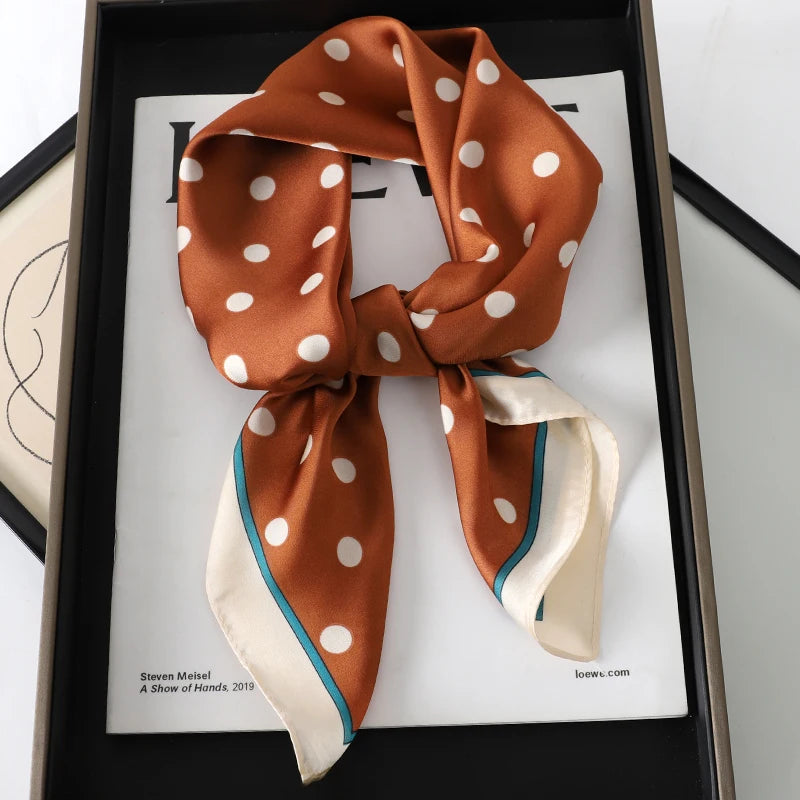 60Colors Luxury Scarf Women 70*70Cm Silk Feel Square Hair Wrapping Foulard Satin Shawl Big Size Head Bandana Hijab Handkerchief Quick Pick Grocers