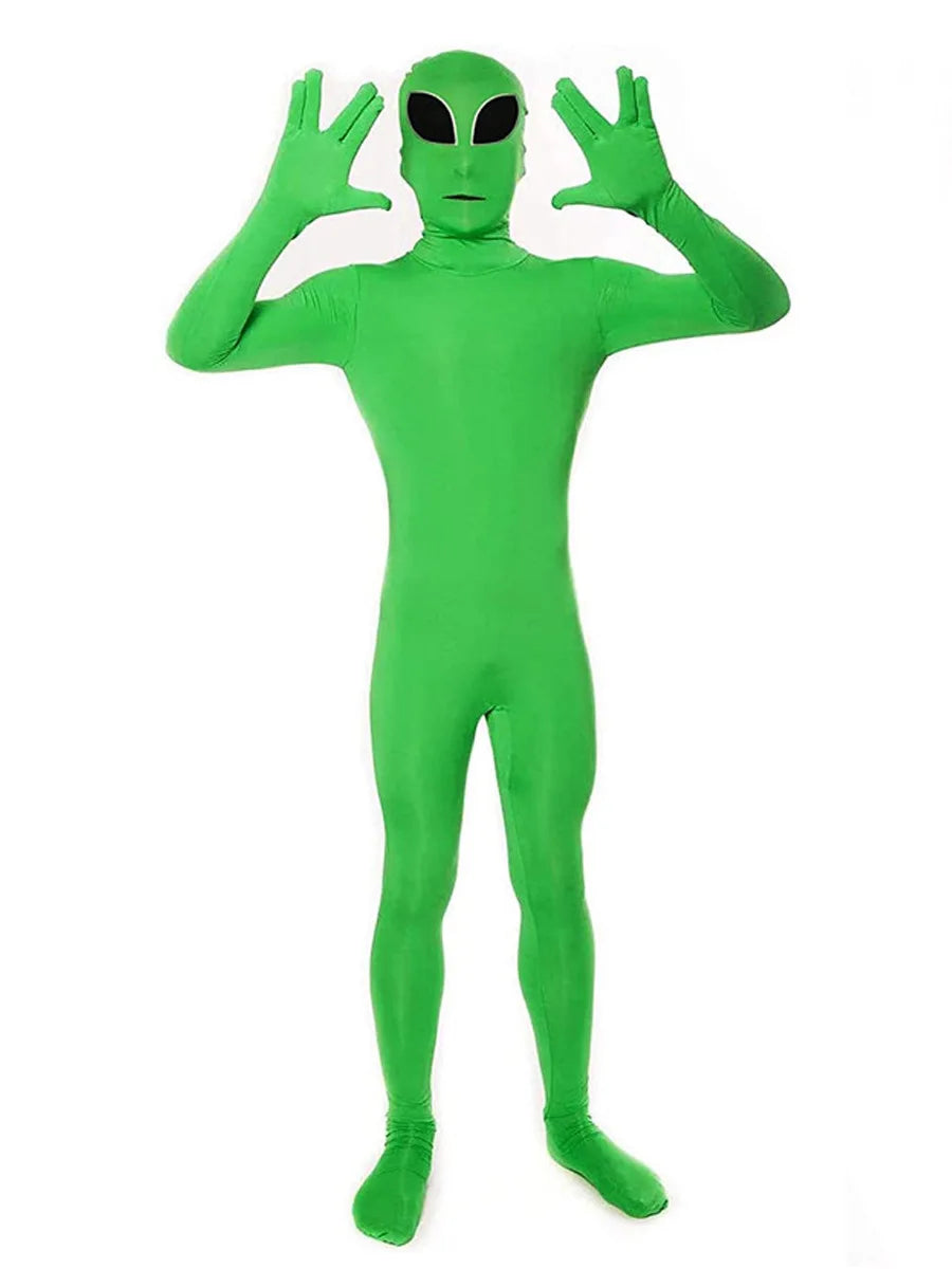 Kids Adult ET Alien Cosplay Costume Zentai Jumpsuits Green ET Alien Mascot Halloween Carnival Masquerade Bodysuit Suit Quick Pick Grocers