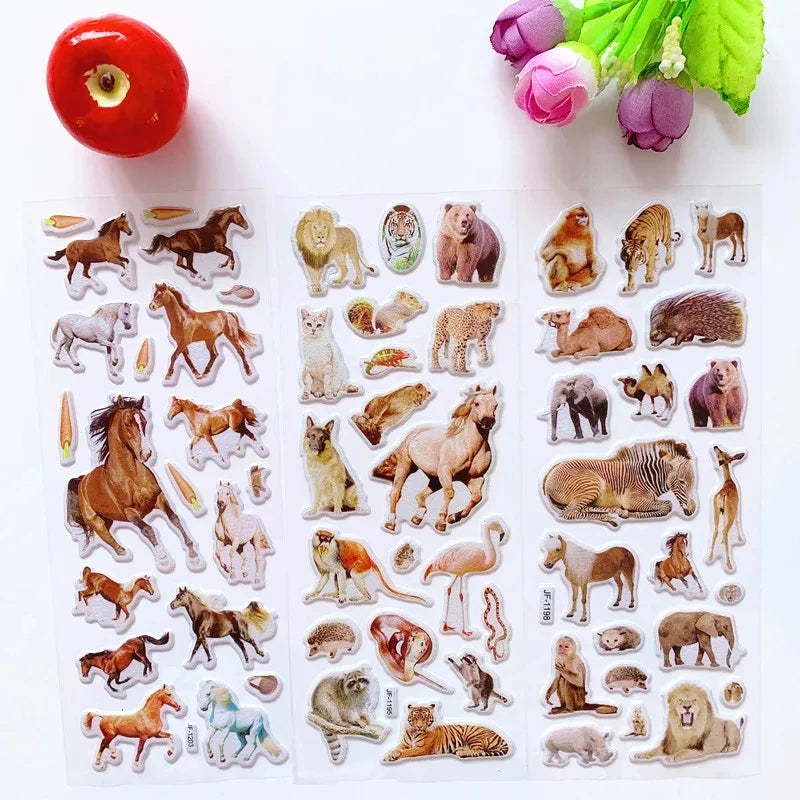10 Sheets 3D Puffy Stickers Animals Bulk Stickers Scrapbook Decoration Birthday New Year Christmas Gifts for Kids Boys Girls Quick Pick Grocers