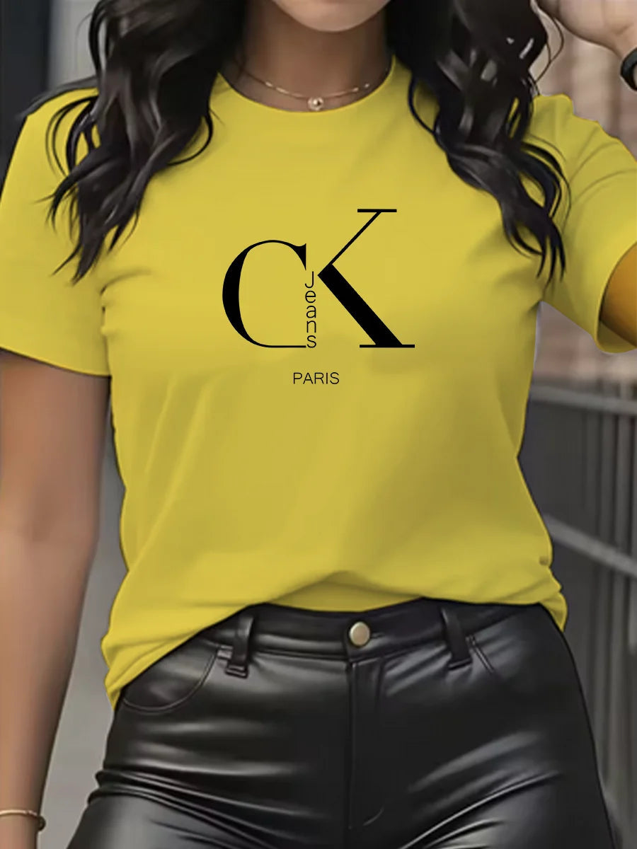 Summer luxury brand fashion cartoon letter print crew collar clothing short sleeve T-shirt trend women's summer Y2K top Quick Pick Grocers