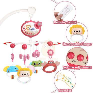 Baby Crib Mobile Rattle Toy For 0-12 Months Infant Rotating Musical Projector Night Light Bed Bell Educational For Newborn Gift Purest Peak