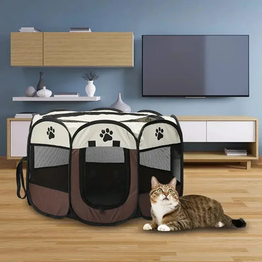Portable Foldable Pet Tent Kennel Octagonal Fence Puppy Shelter Easy To Use Outdoor Easy Operation Large Dog Cages Cat Fences Quick Pick Grocers