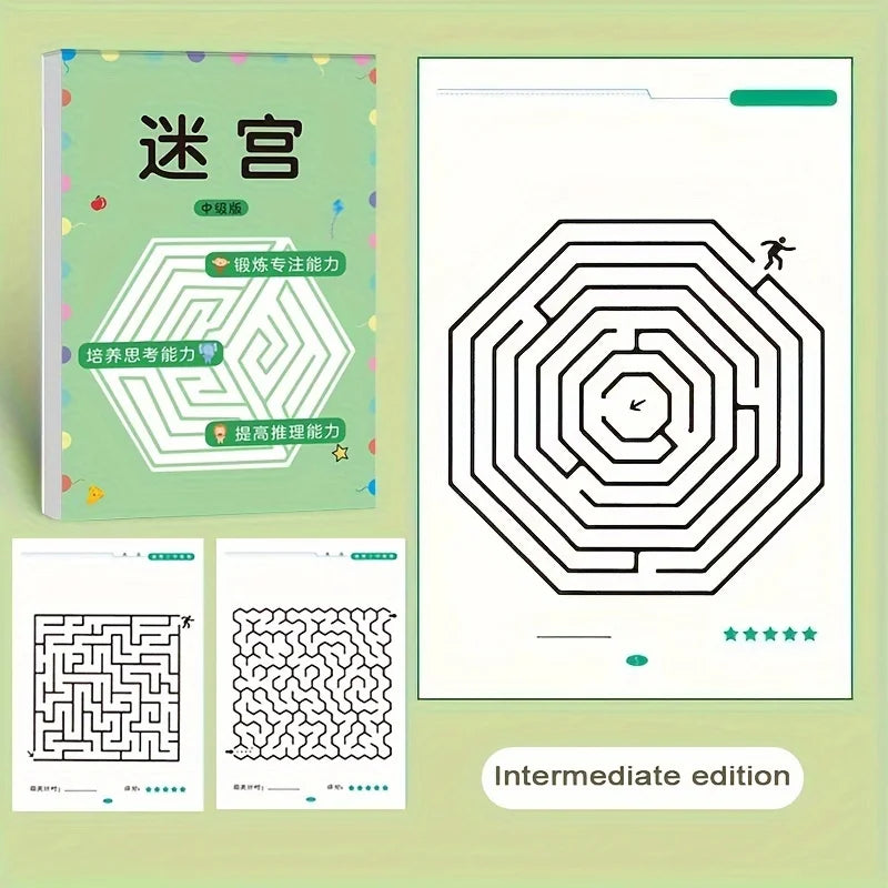 32-Page Children's Maze Game Book for Student Concentration Training, Intelligence Development, Early Education Toys, and Children Quick Pick Grocers