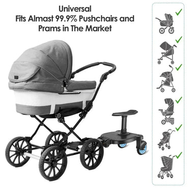 Universal Strollers Step Board Adapter with Seat Second Child Jogger Twins Scooter Baby Pram Hitchhiker Bumper Purest Peak
