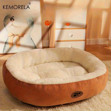Plush Oval Pet Bed for Dogs and Cats, Thickened achine Washable All-Season Dog Cat Cushion for Small Medium Large Breeds Quick Pick Grocers