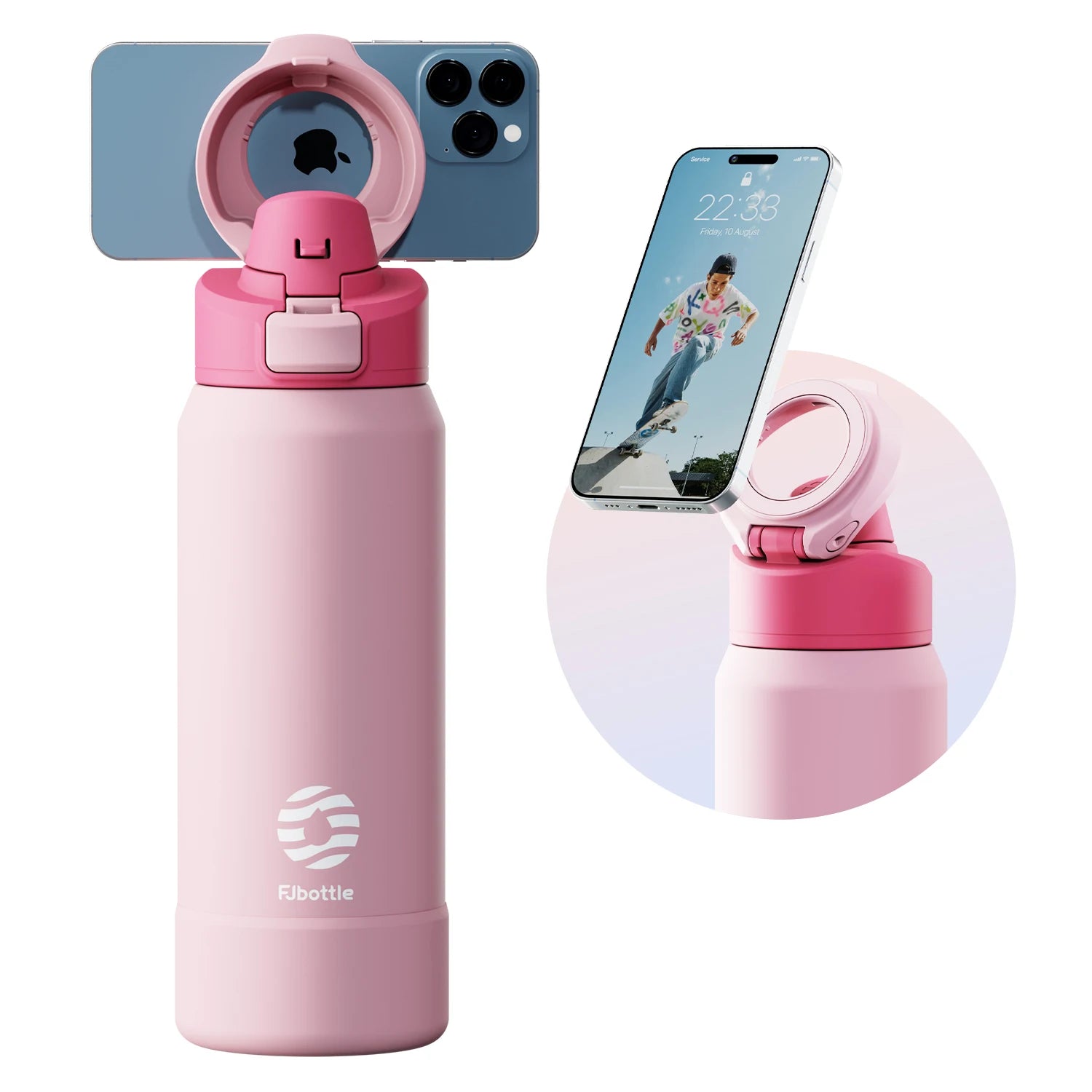 Fjbottle Magnetic Thermos Stainless Steel Sports Water Bottle with Magnetic Phone Holder Bouncing cover Insulation Cup Quick Pick Grocers