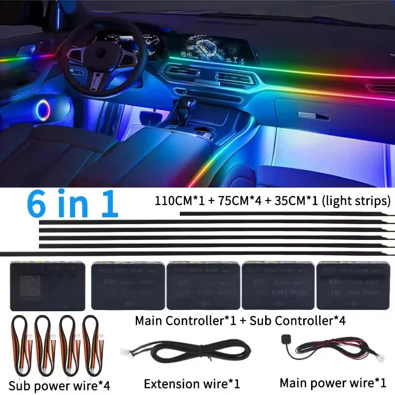 Universal 18-in-1 RGB Car Ambient Light – Interior Neon Strip Kit Econic Blanks