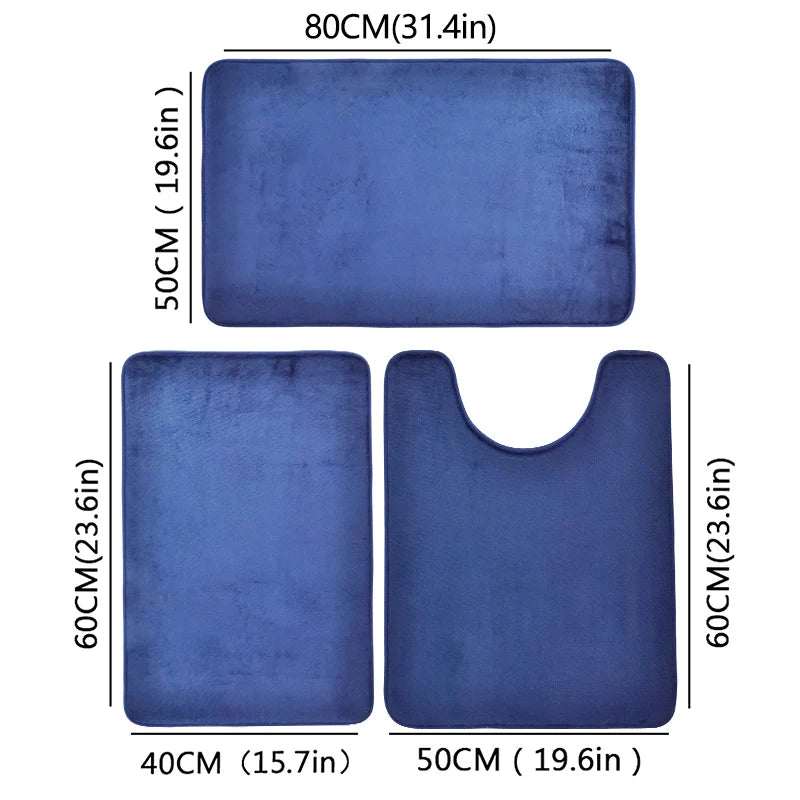 Three Piece Toilet, Bath Floor Mat, Shower Mat, Bath Absorbent Mat, Non Slip Carpet, Soft and Comfortable, Laundry Room. Quick Pick Grocers