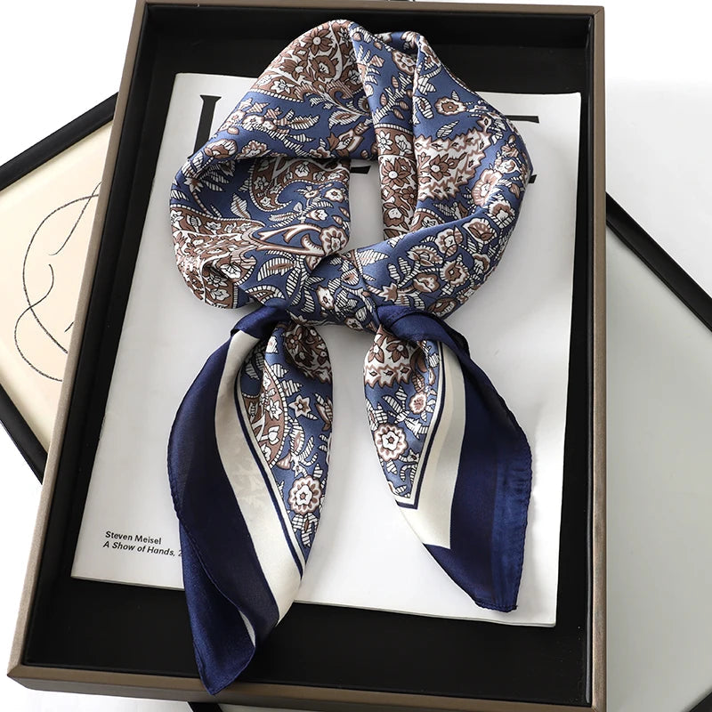 60Colors Luxury Scarf Women 70*70Cm Silk Feel Square Hair Wrapping Foulard Satin Shawl Big Size Head Bandana Hijab Handkerchief Quick Pick Grocers
