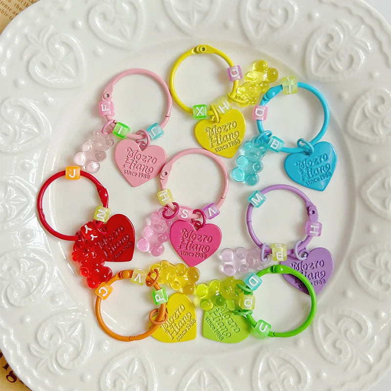 10pcs Metal Keyrings Buckle With Stars Bear Pendant Colored Keychain For Diy Jewelry Making Key Ring Accessories Wholesale Econic Blanks