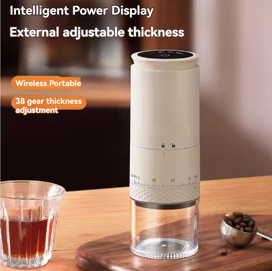1500mAh Electric Coffee Grinder Externally Adjustable Type-C Charging Coffee Burr Grinder Bean Grinding Machine Coffee Maker Quick Pick Grocers