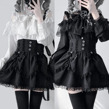 Japanese Kawaii Lolita Lace Patchwork Blouses Summer Women Harajuku Single Breasted Sweet Shirts Cute Girly JK Bow Tops Blusas Quick Pick Grocers