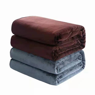 230GSM Coral Fleece Flannel Blankets For Beds Solid Blue Pink Soft Warm Thin Bedspread Sofa Cover Faux Fur Plaid Blanket Purest Peak