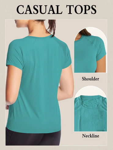 Women’s Quick Dry Short Sleeve Resilience Gym Sports Moisture Wicking Round Neck T-Shirt Training Exercise Gym Sport Shirt Quick Pick Grocers
