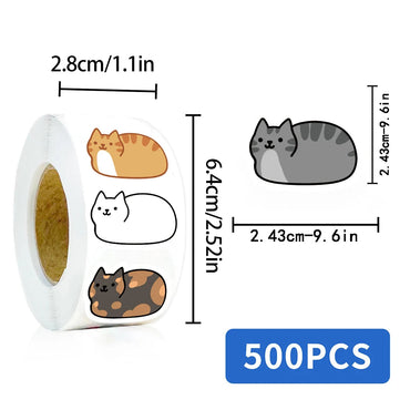 500PCS Kawaii Cartoon Cat Tuo Tuo Roll Stickers Skateboard Laptop Luggage Skateboard Phone Gift Waterproof Phone Cute Sticker Quick Pick Grocers