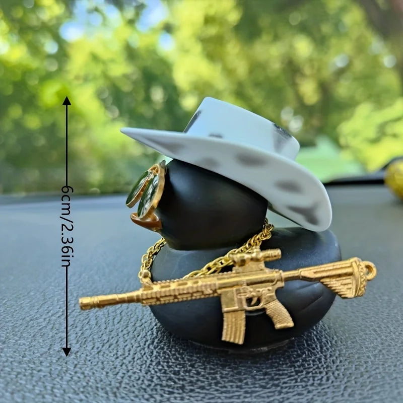 Mini Cowboy Hat Duck Car Rear View Mirror Decoration