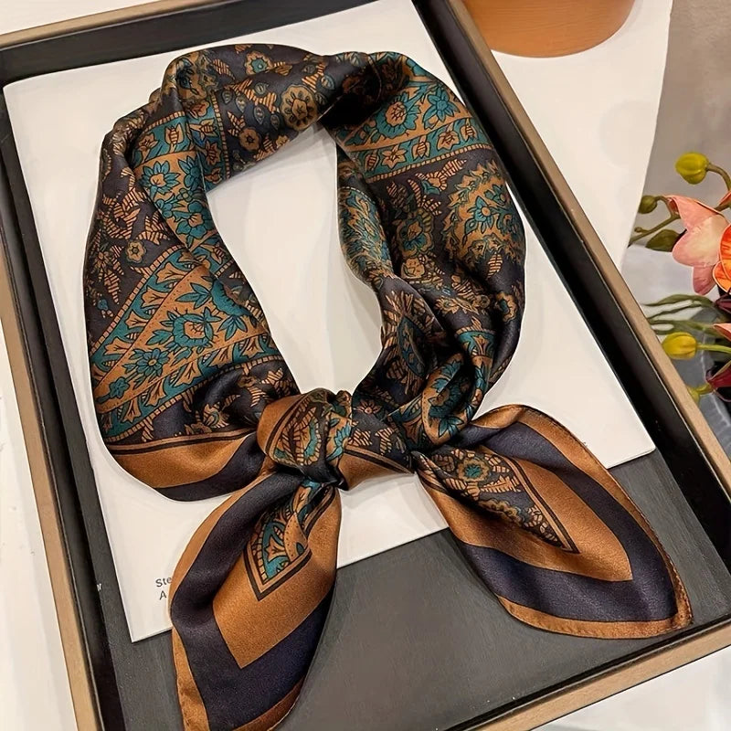 60Colors Luxury Scarf Women 70*70Cm Silk Feel Square Hair Wrapping Foulard Satin Shawl Big Size Head Bandana Hijab Handkerchief Quick Pick Grocers