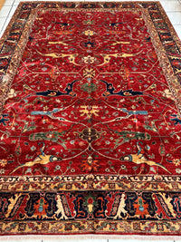 Hand-Knotted Afghani Bidjar Wool Rug – 9’x12’6” – Intricate Geometric & Floral Motifs