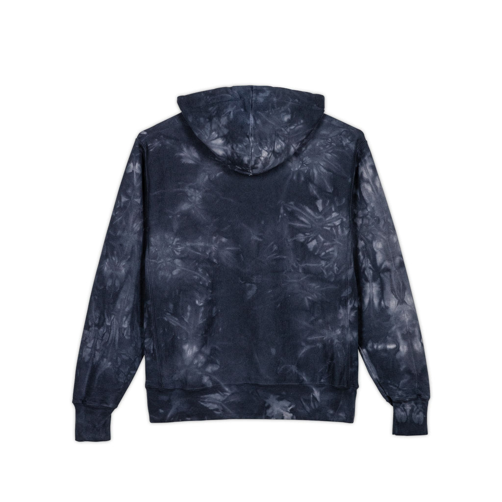 Tie-dye hoodie with a pattern on a white background