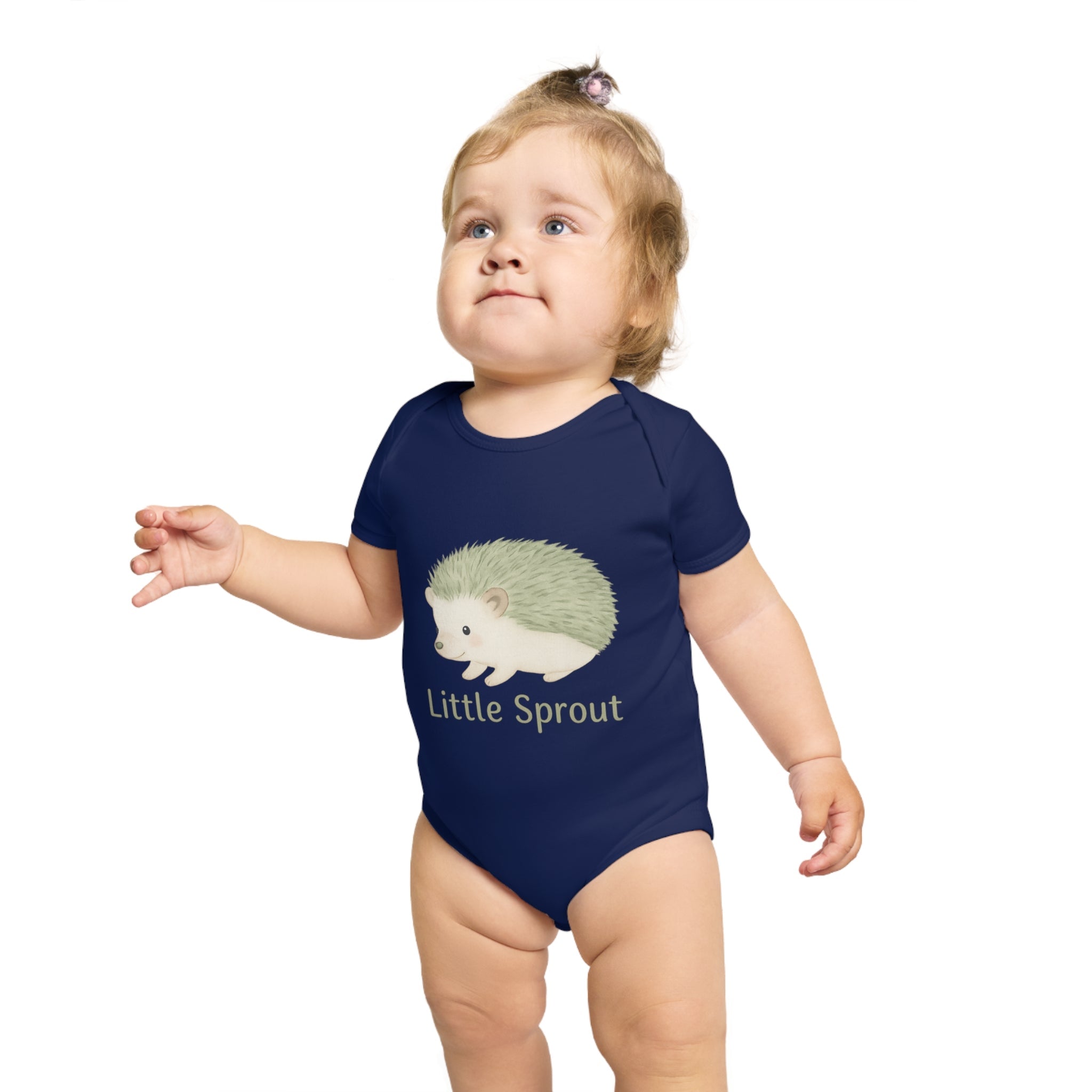 Hedgehog Short Sleeve Baby Bodysuit 'Little Sprout' Organic Cotton Gift for New Parents Printify