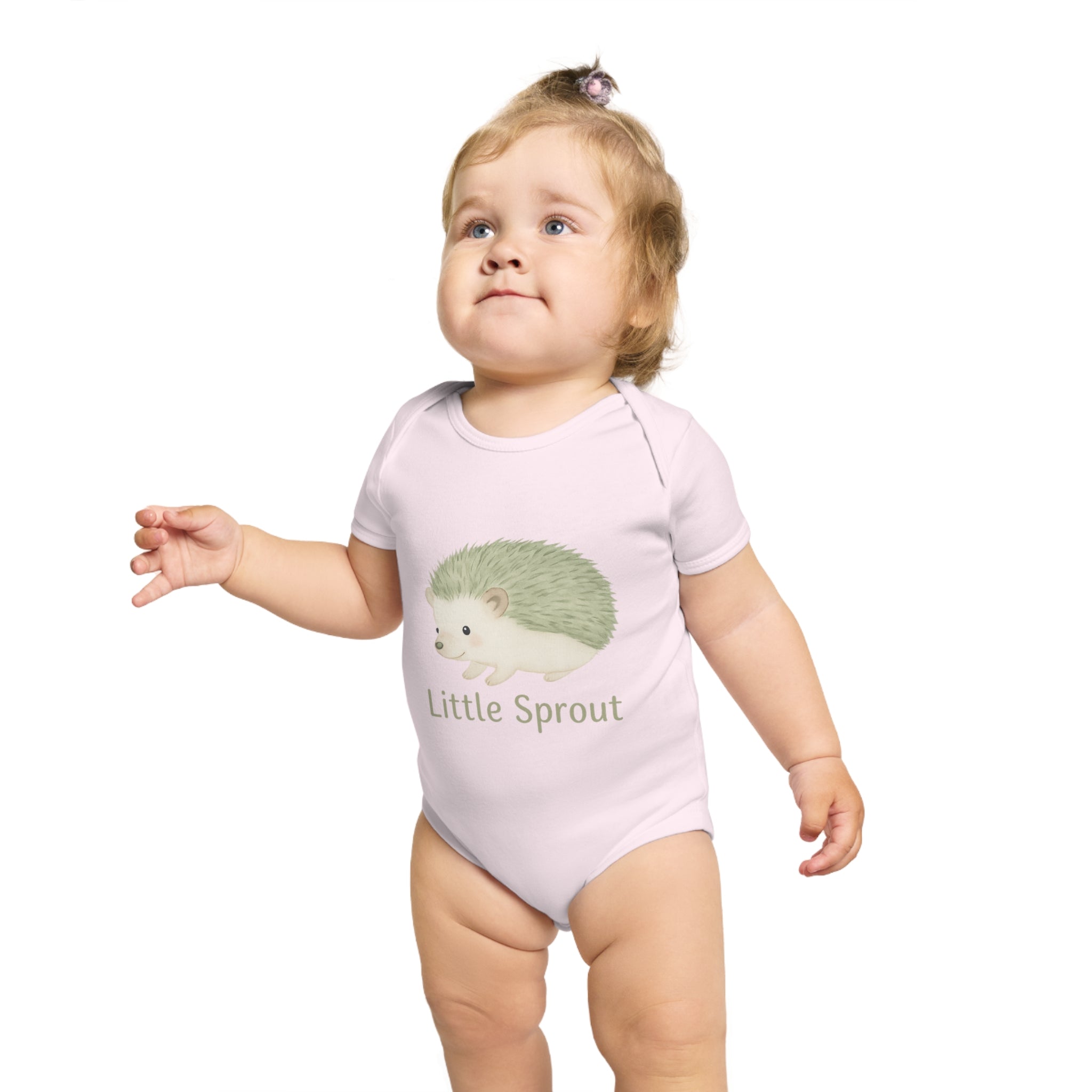 Hedgehog Short Sleeve Baby Bodysuit 'Little Sprout' Organic Cotton Gift for New Parents Printify