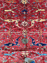 Hand-Knotted Afghani Bidjar Wool Rug – 9’x12’6” – Intricate Geometric & Floral Motifs
