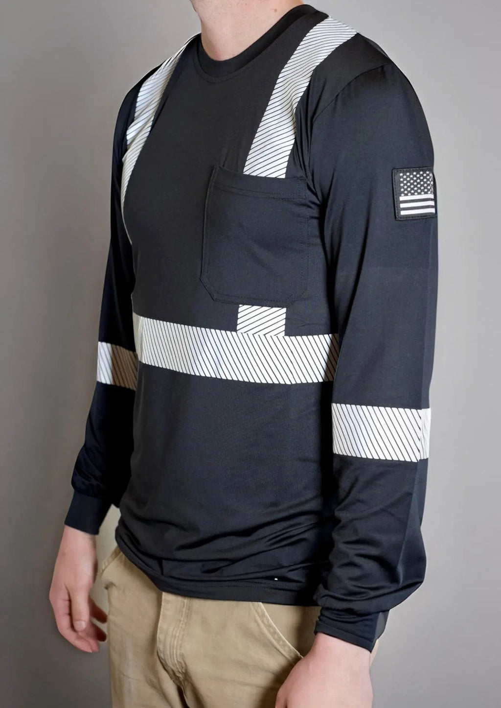 Non FR Hi-Vis Long Sleeve Shirt - Black Static FR