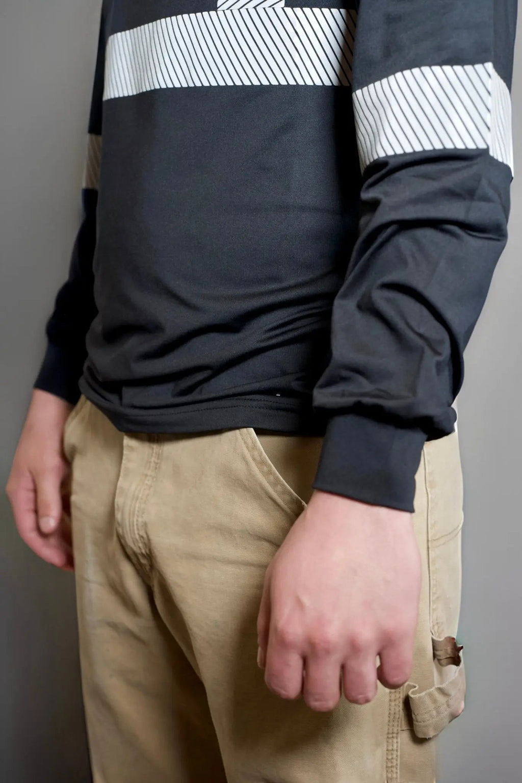 Non FR Hi-Vis Long Sleeve Shirt - Black Static FR