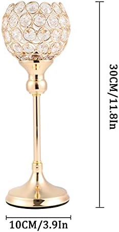 Vidisan Gold Crystal Tealight Candle Holders, Set of 2,Pillar Candle Holders Table Centerpieces for, Wedding, Home Decor，Party Housewarming Gift Quick Pick Grocers