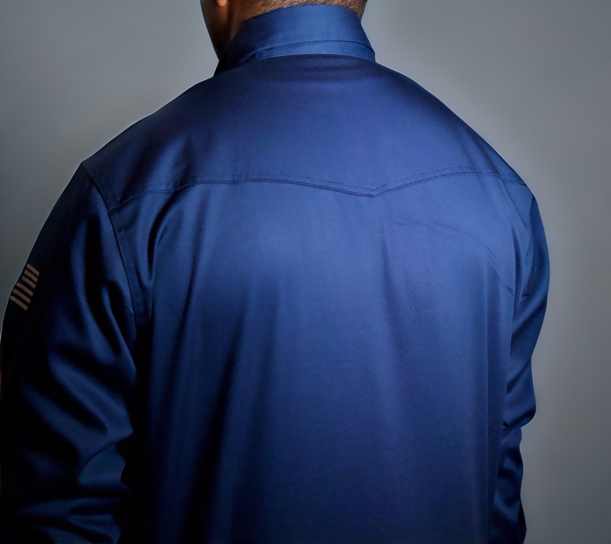 FR Western Style Pearl snap - Navy Static FR