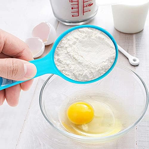 12 Piece Measuring Cups and Spoons Set, Colored Kitchen Measure Tools, Durable Nesting Cups and Spoons for Dry and Liquid, Dishwasher Safe Quick Pick Grocers