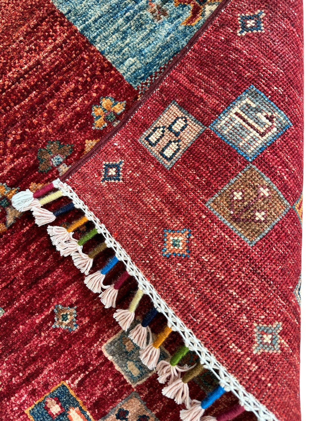 Afghani Khorjin Wool Rug – 7' x 9'10" – Vibrant Geometric & Tribal Patterns