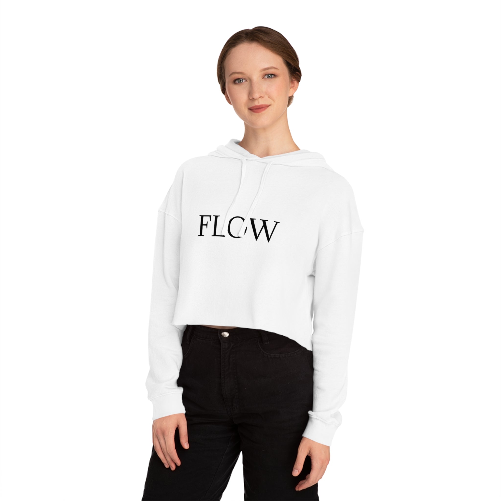 Cropped Hoodie Sweatshirt for Women with Cropped Design and Ribbed Cuffs Printify