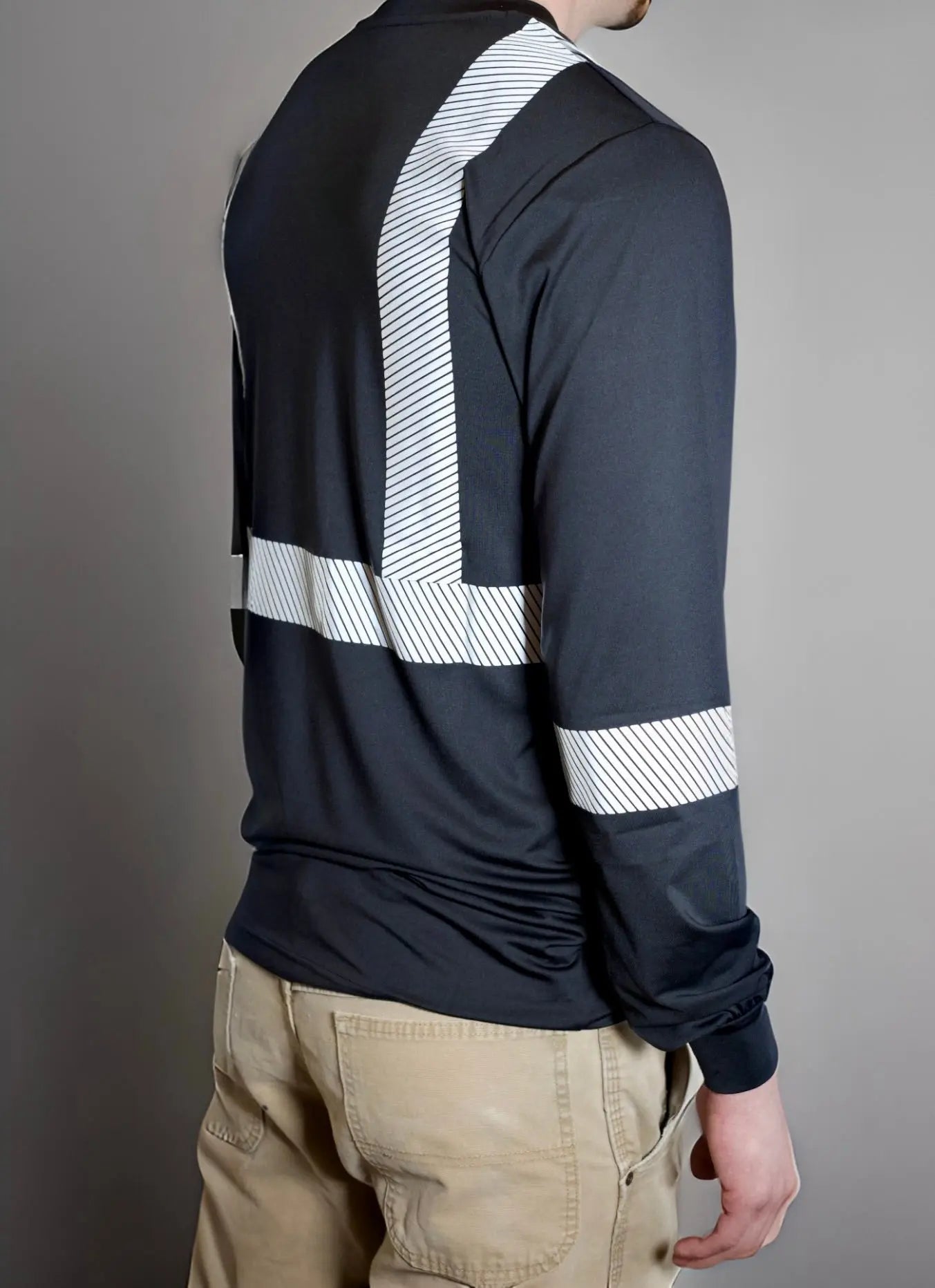 Non FR Hi-Vis Long Sleeve Shirt - Black Static FR