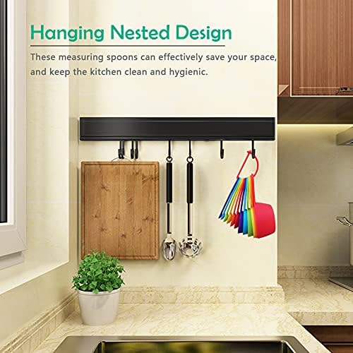 12 Piece Measuring Cups and Spoons Set, Colored Kitchen Measure Tools, Durable Nesting Cups and Spoons for Dry and Liquid, Dishwasher Safe Quick Pick Grocers